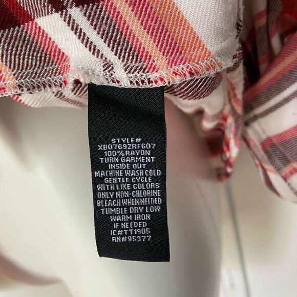 Sanctuary 100% Rayon Button Down Plaid - Picture 8 of 10